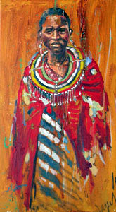 Masai Woman on Wood